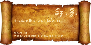 Szabadka Zoltán névjegykártya